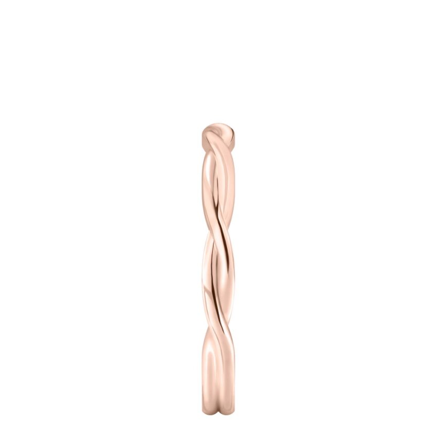 Side view of twisted wedding band in rose gold