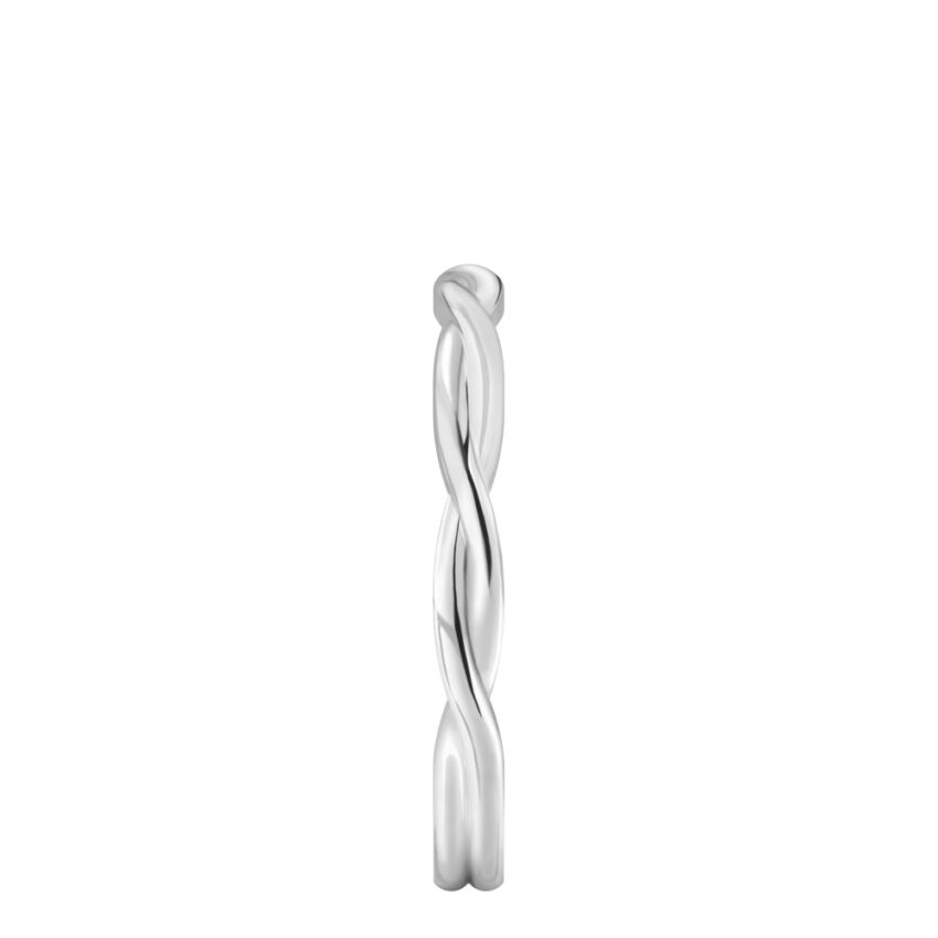 Side view of twisted wedding band in white gold