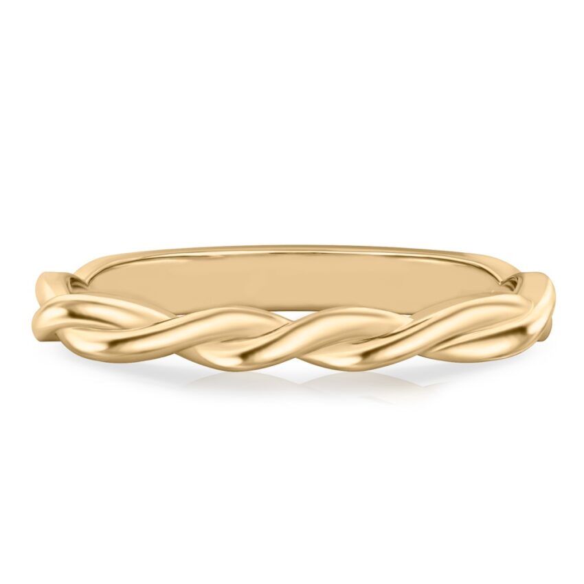 twisted wedding band in yellow gold