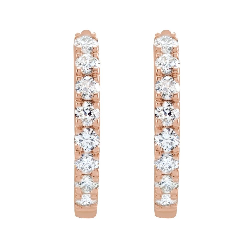 12mm diamond huggie earrings rose gold