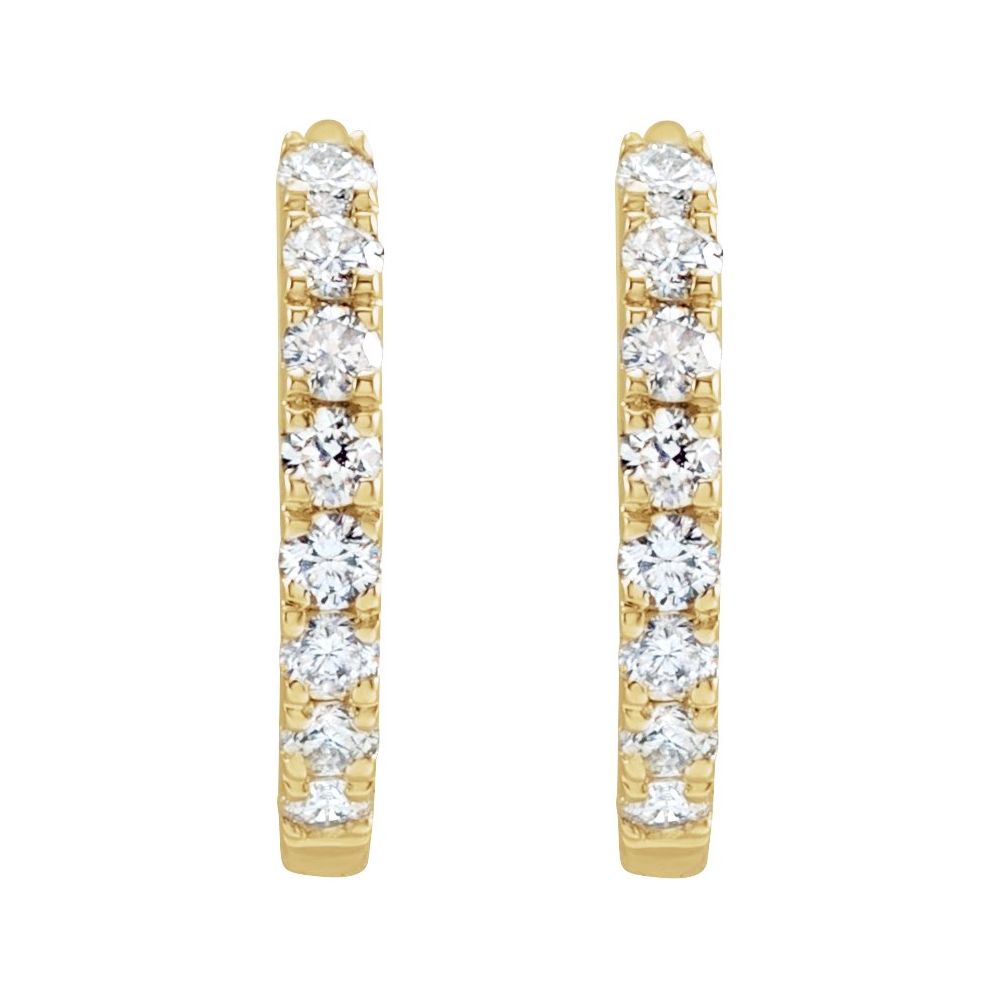 12mm diamond huggie earrings yellow gold