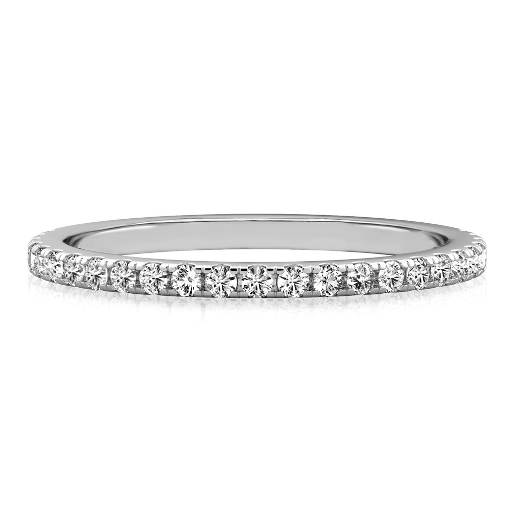 delicate pave diamond wedding band in white gold