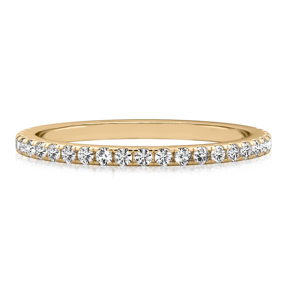 delicate pave diamond wedding band in yellow gold