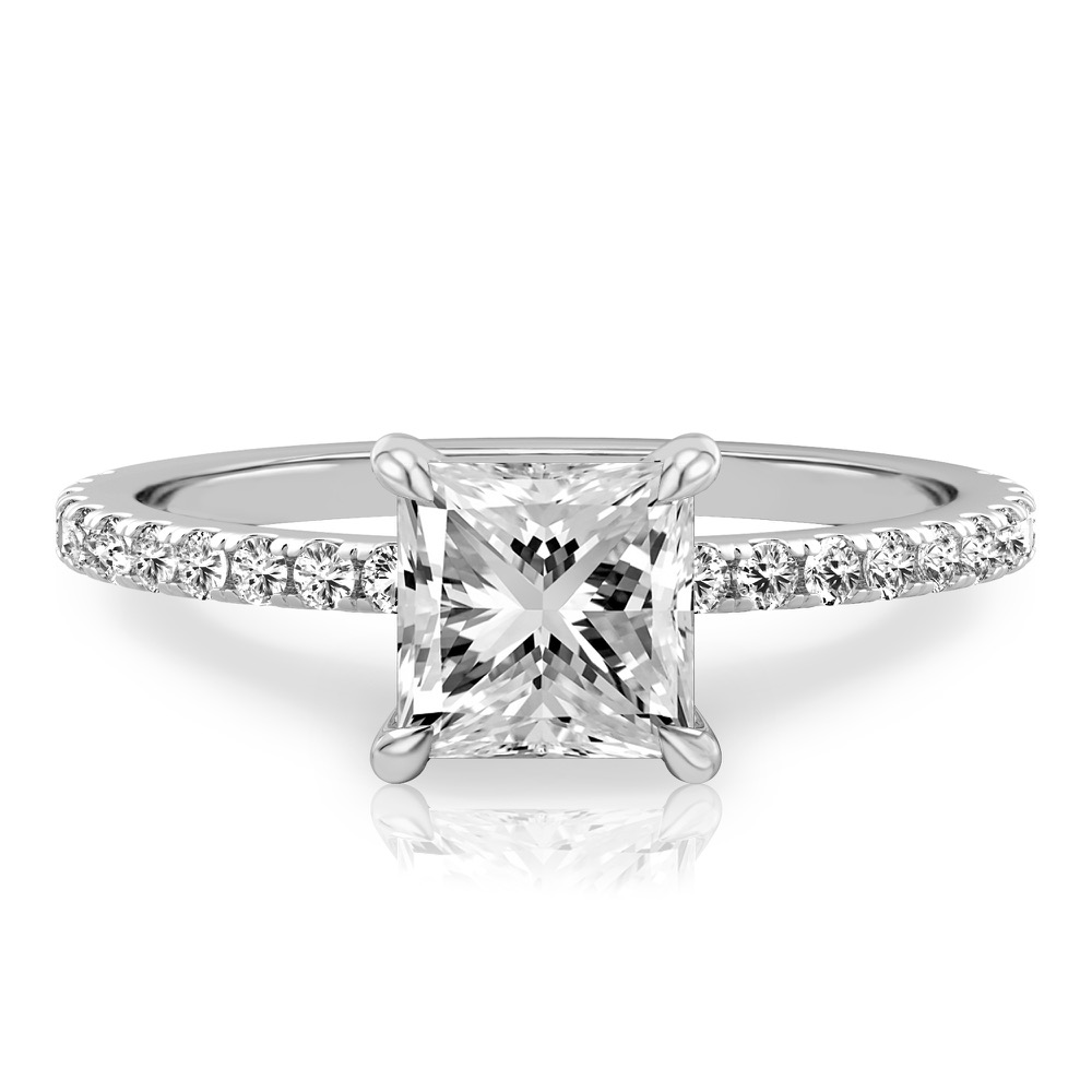 princess cut diamond delicate pave engagement ring in platinum