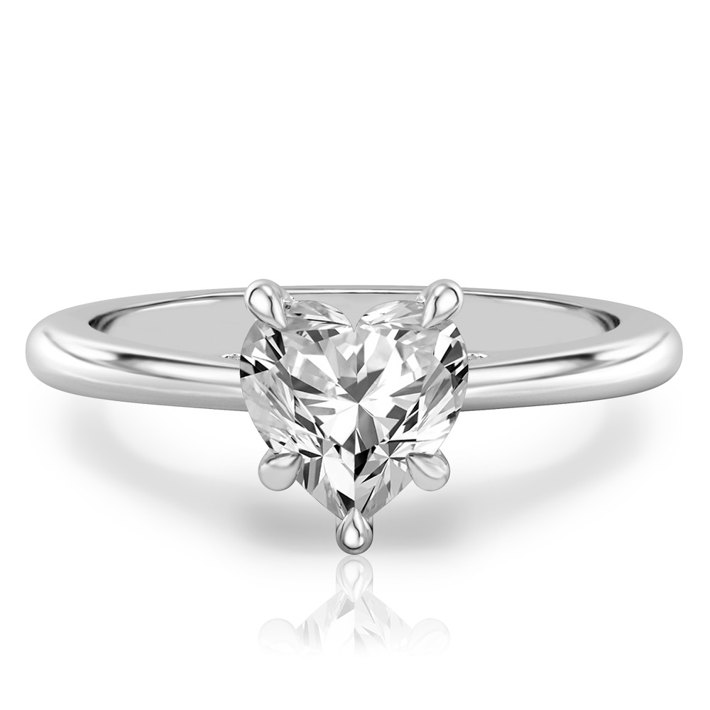 heart shape diamond pave bridge engagement ring in palladium