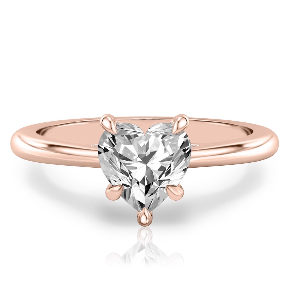 heart shape diamond pave bridge engagement ring in rose gold