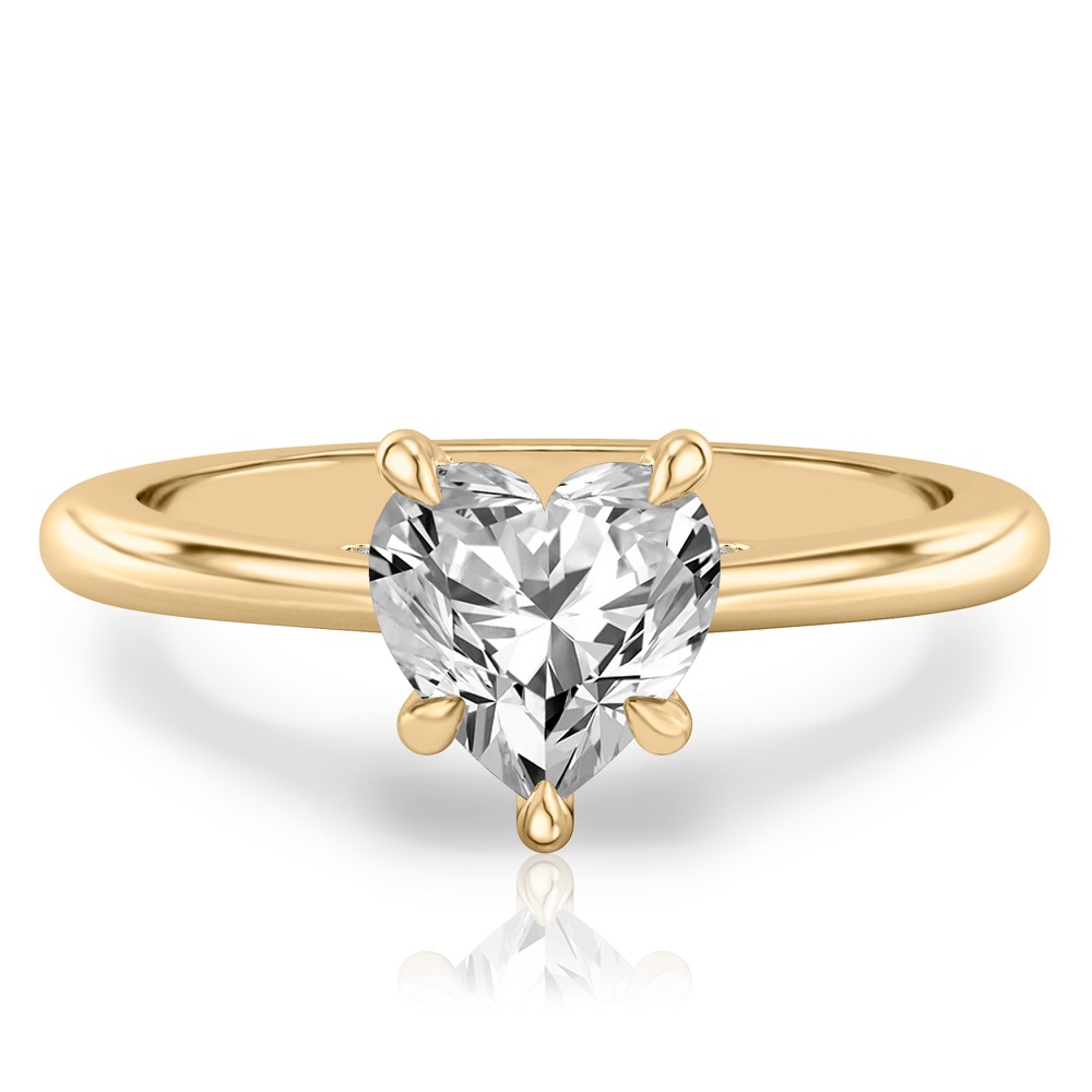 heart shape diamond pave bridge engagement ring in yellow gold