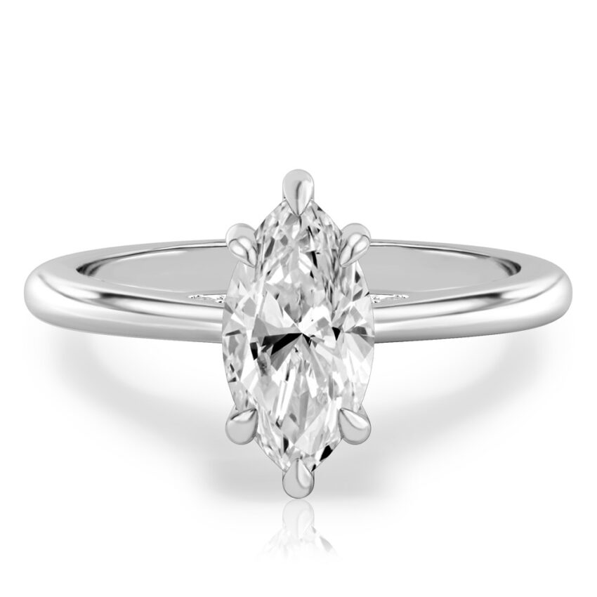 Video of marquise cut diamond pave bridge engagement ring in platinum
