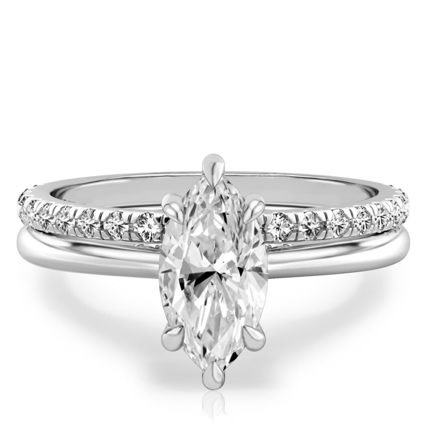 marquise cut diamond pave bridge engagement ring set platinum
