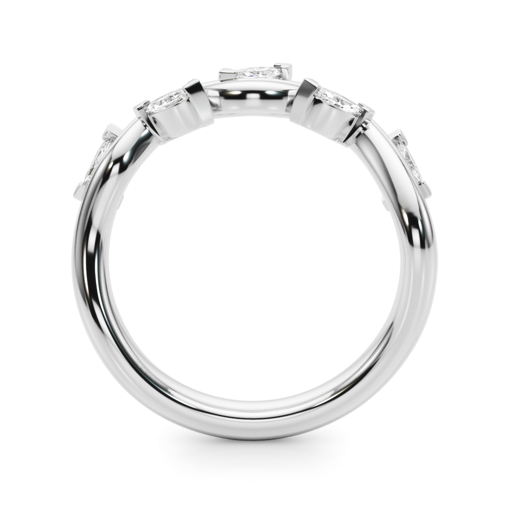 Side view of nature inspired marquise diamond band platinum