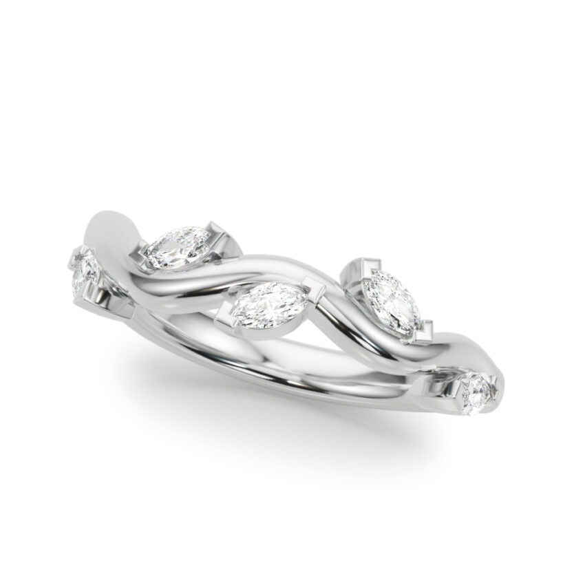 nature inspired marquise diamond band white gold