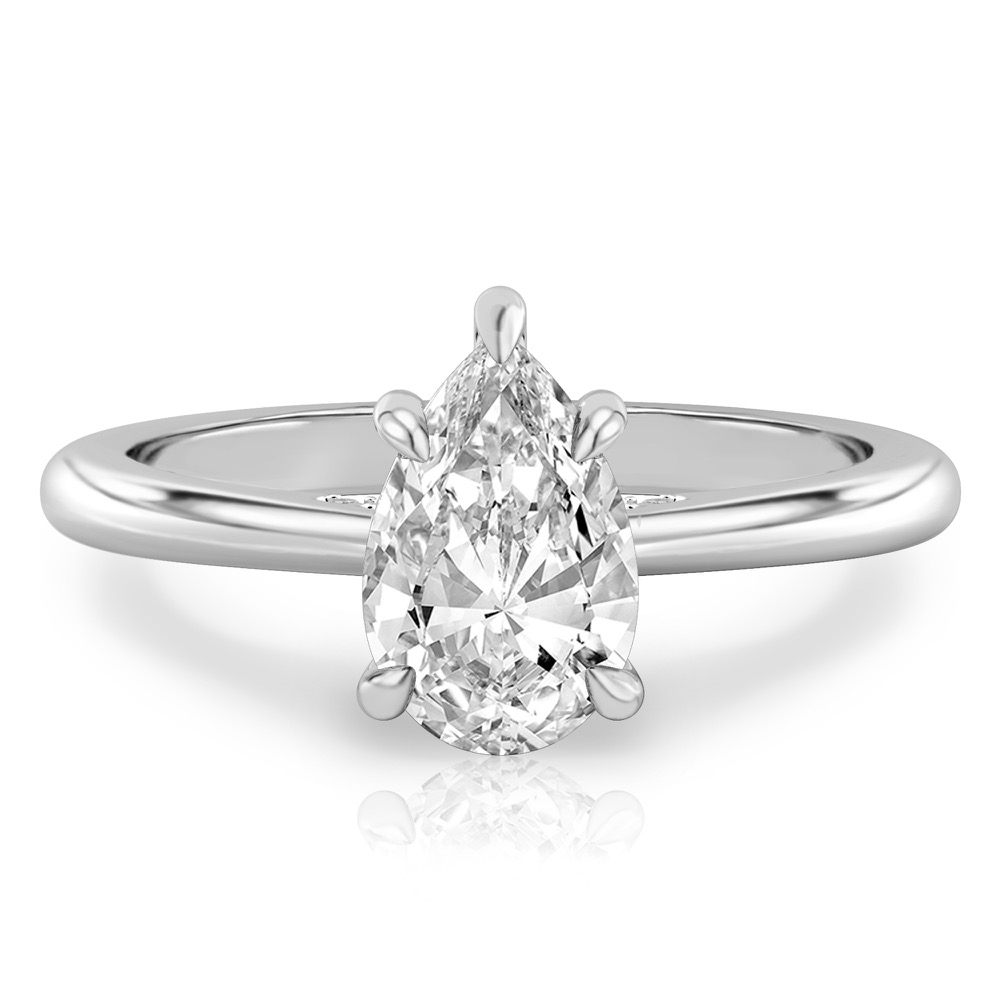 pear shape diamond pave bridge engagement ring in platinum