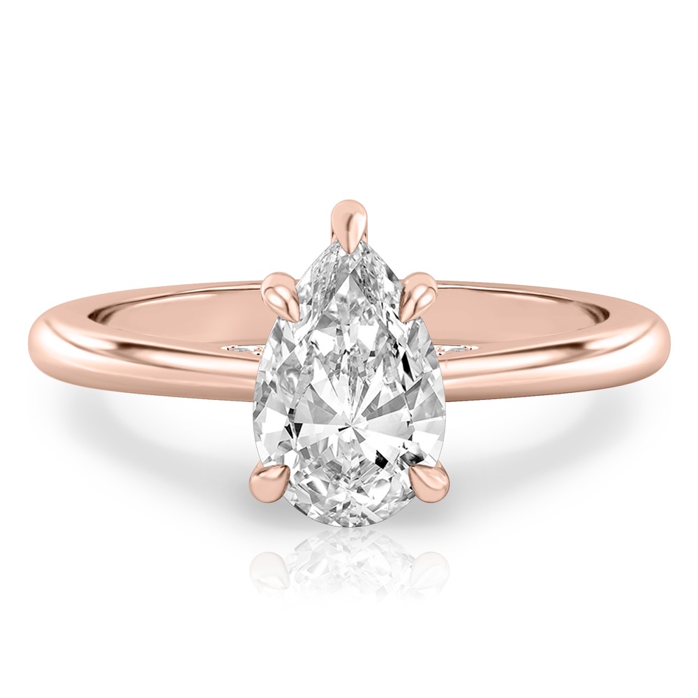 pear shape diamond pave bridge engagement ring in rose gold