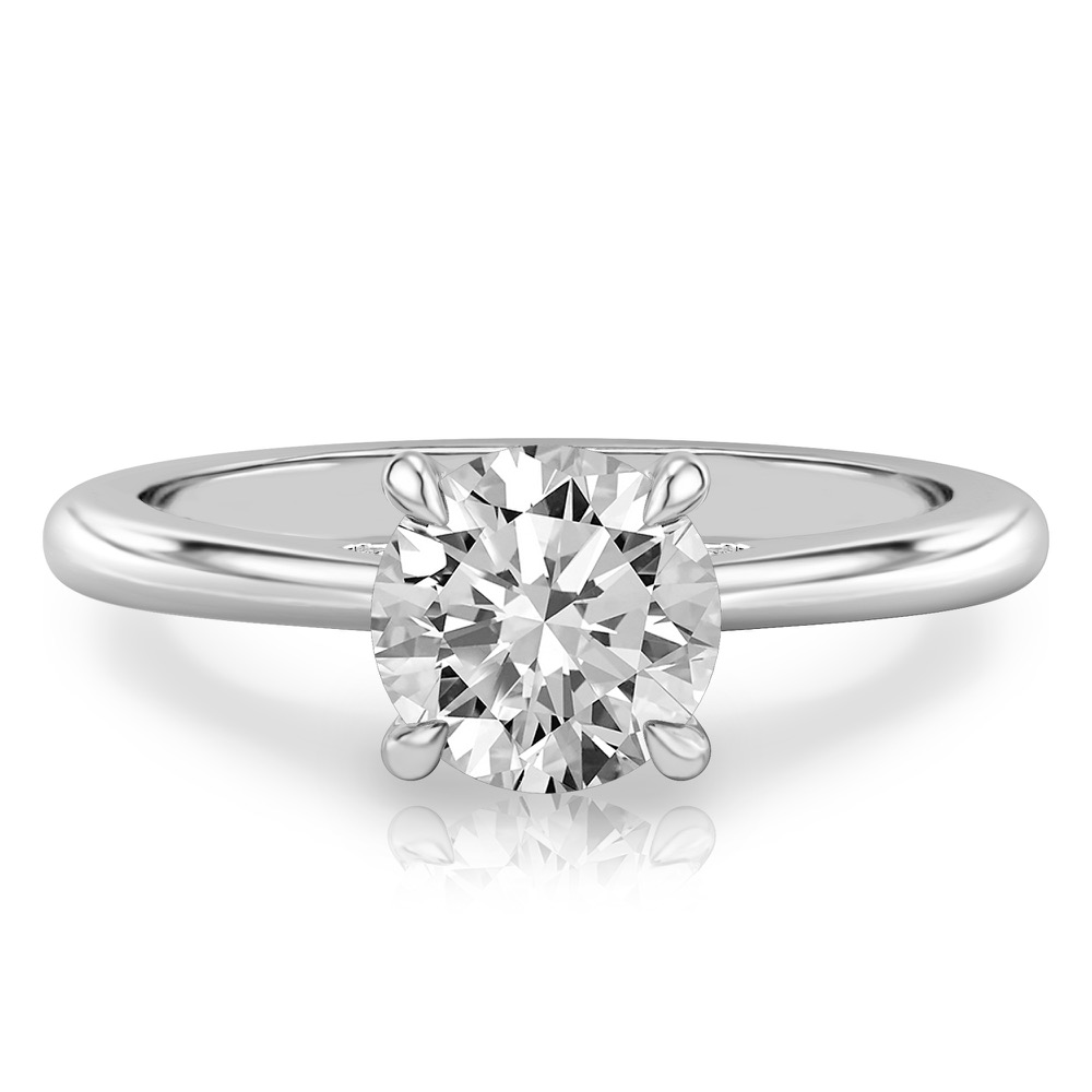 round cut diamond pave bridge engagement ring in palladium