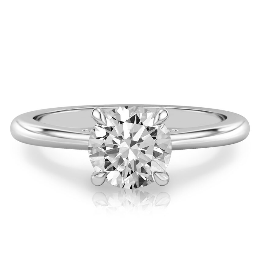 Video of round cut diamond pave bridge engagement ring in platinum