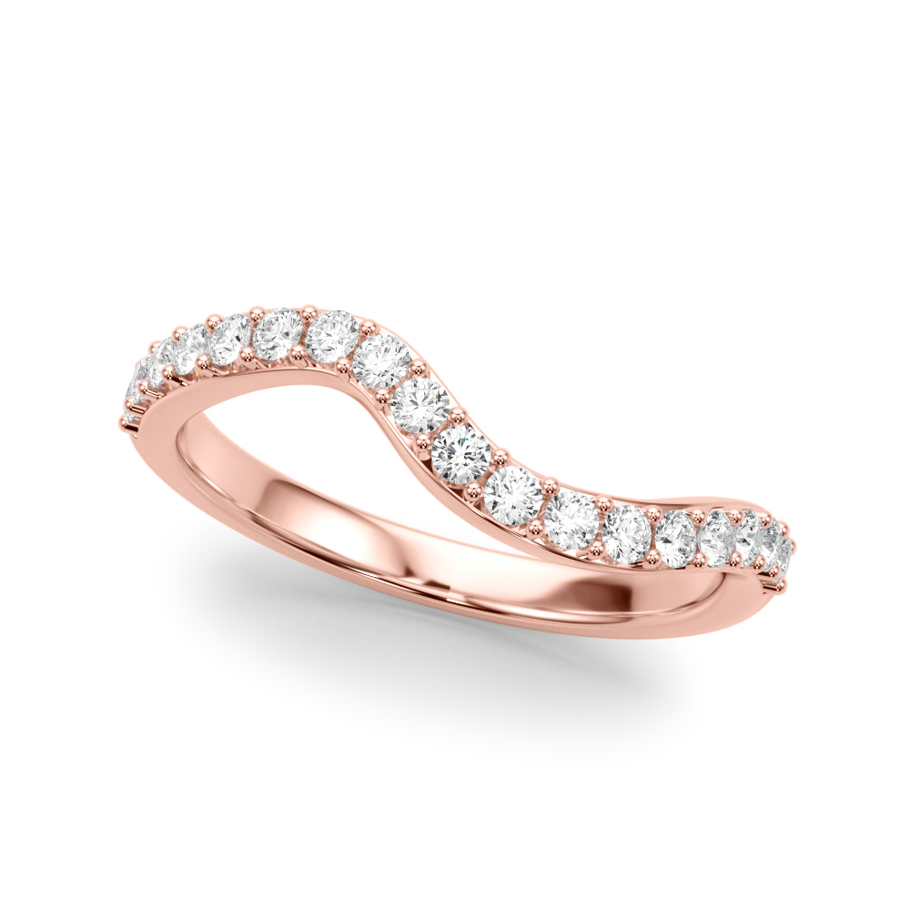 wave pave diamond band rose gold