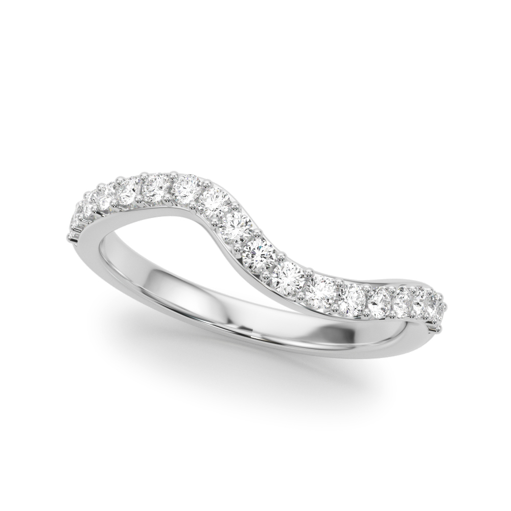 wave pave diamond band white gold