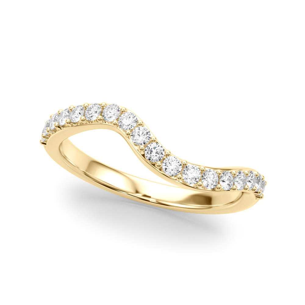 wave pave diamond band yellow gold