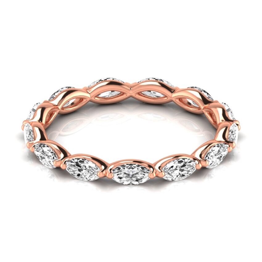 east west 2mm marquise diamond eternity band rose gold
