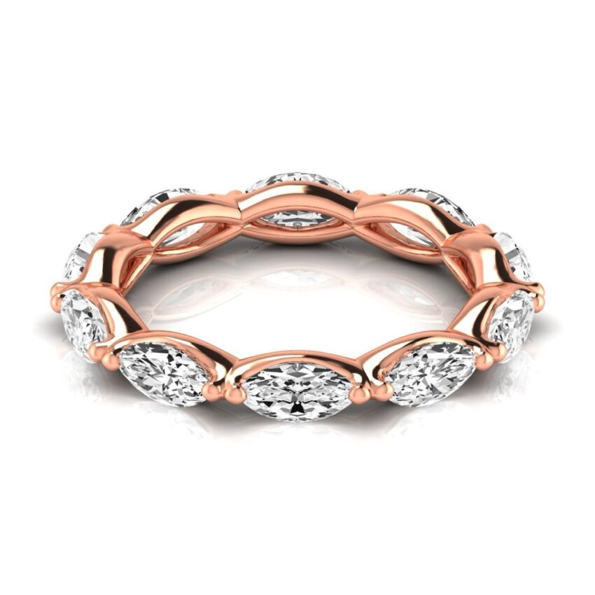 Video of east west 3mm marquise diamond eternity band rose gold
