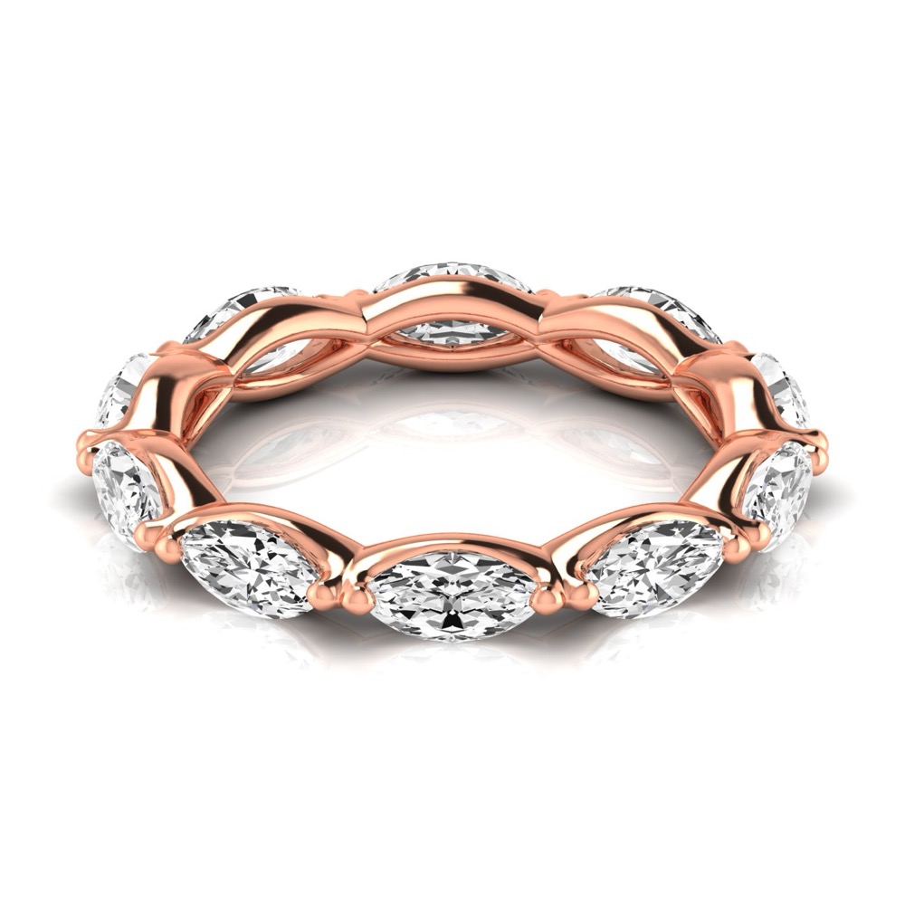 east west 3mm marquise diamond eternity band rose gold