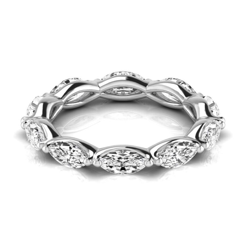 east west 3mm marquise diamond eternity band white gold