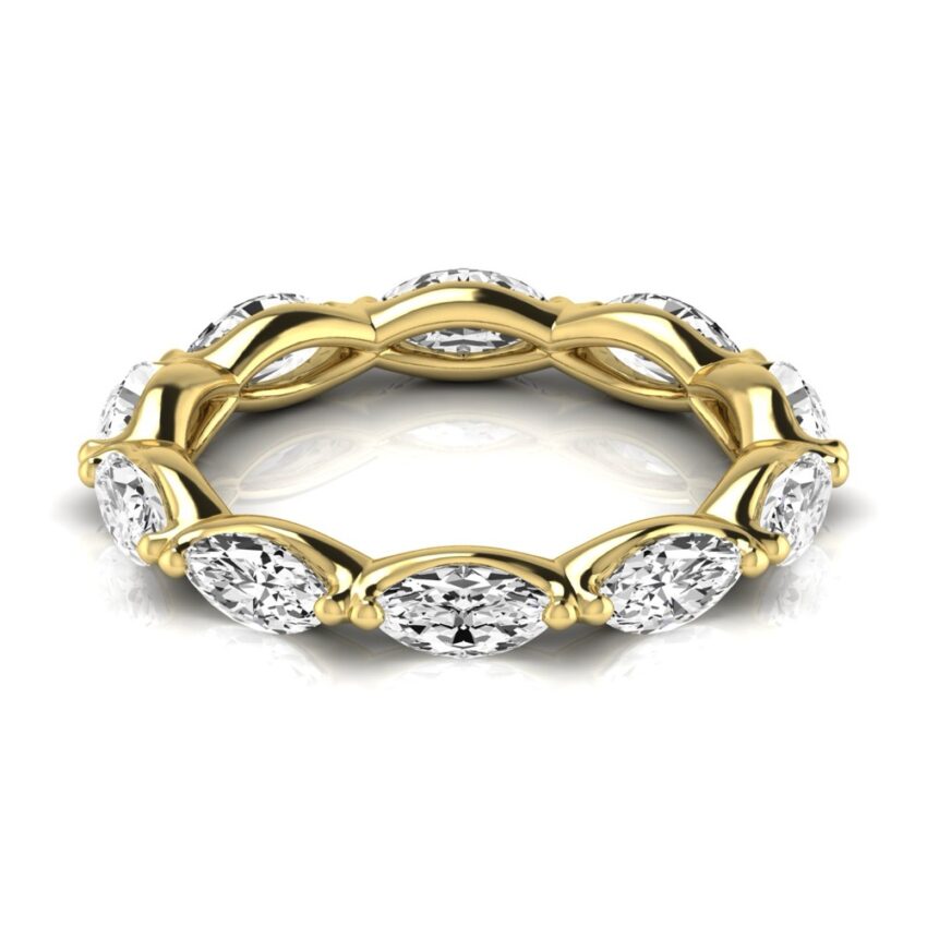 Video of east west 3mm marquise diamond eternity band yellow gold