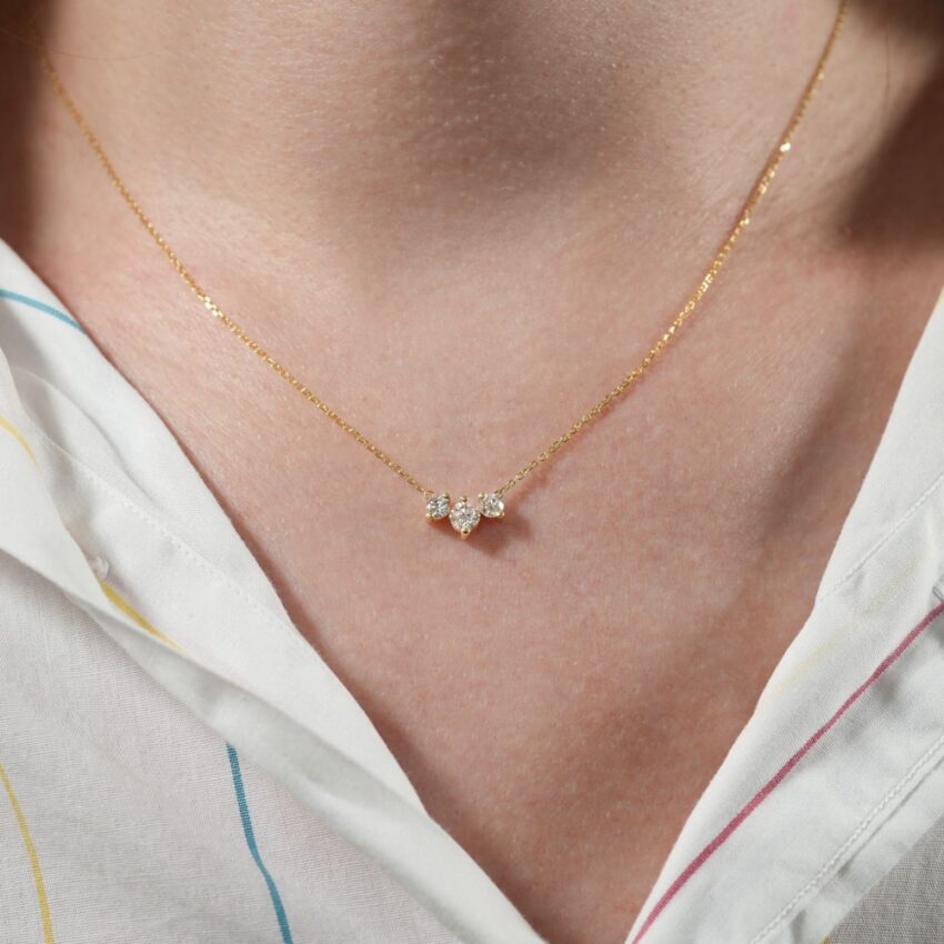 three stone necklace in lifestyle