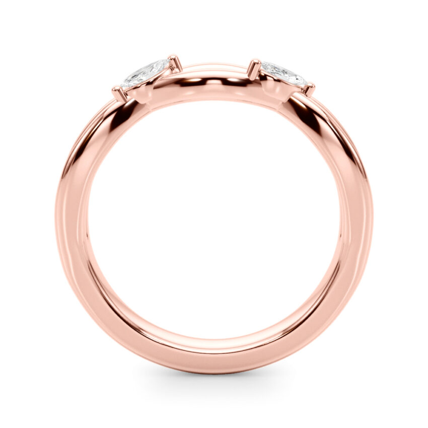 Angle view of nature inspired crossover band rose gold