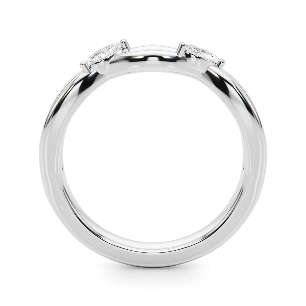 Angle view of nature inspired crossover band white gold