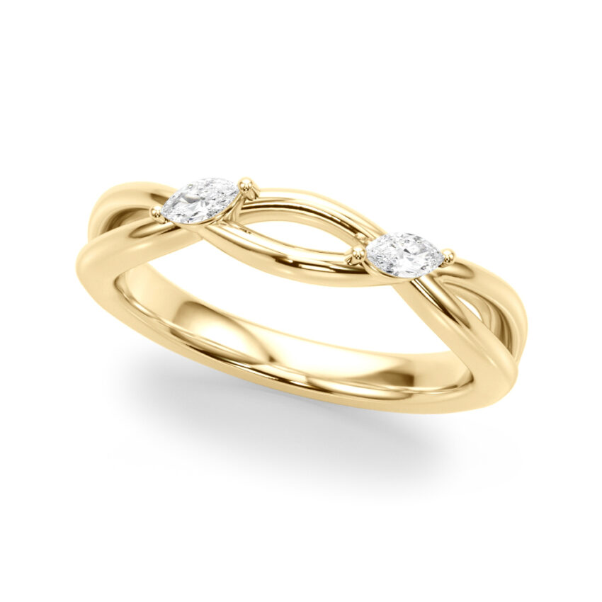 nature inspired crossover band yellow gold