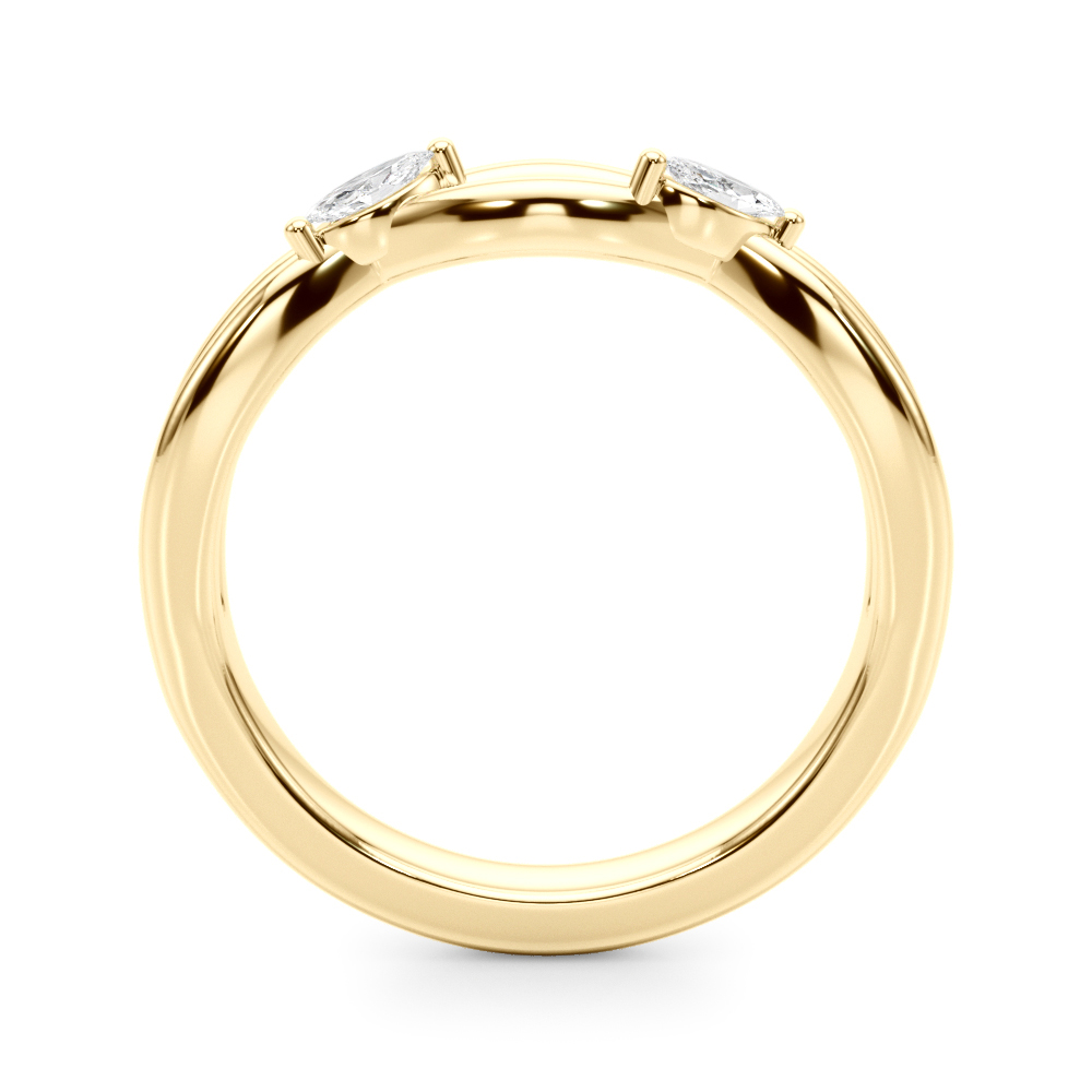 Angle view of nature inspired crossover band yellow gold