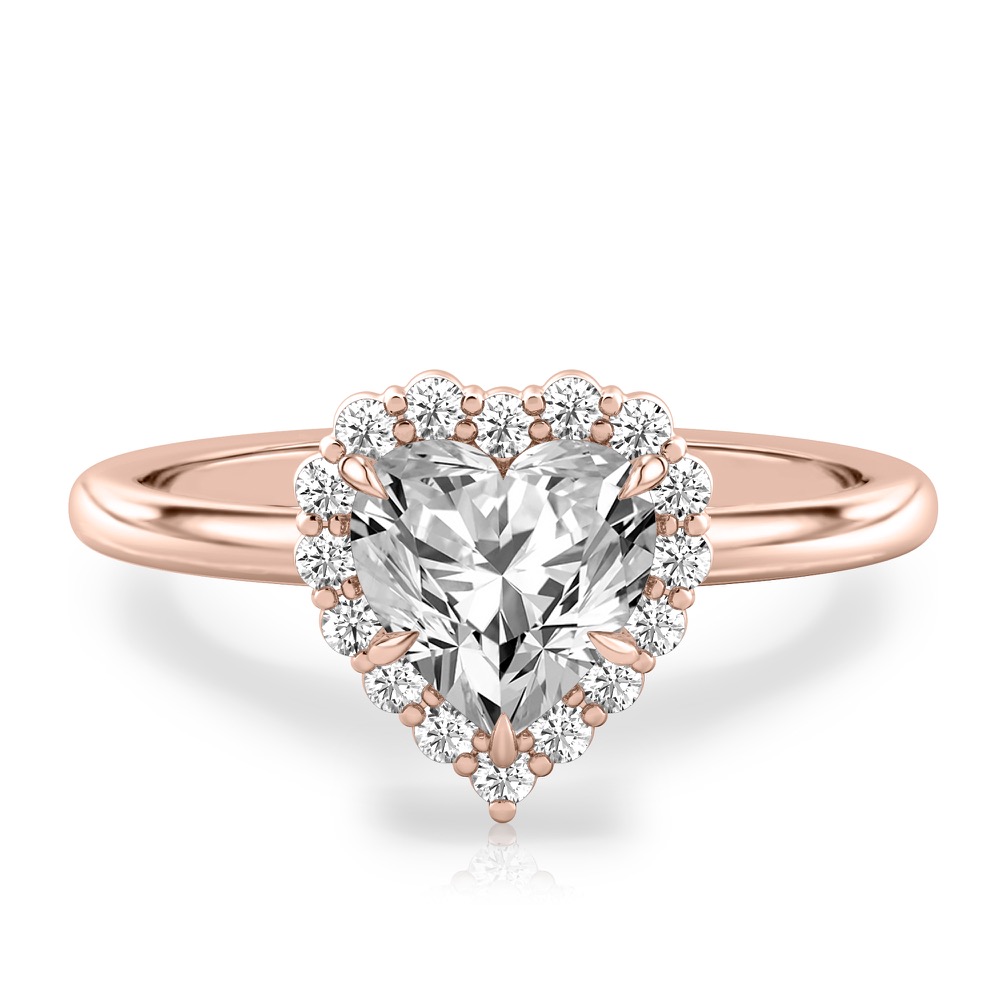heart shape diamond floral halo engagement ring in rose gold