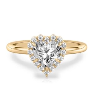 heart shape diamond floral halo engagement ring in yellow gold