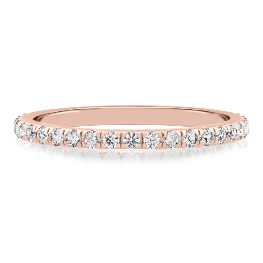 micro pave wedding band in rose gold