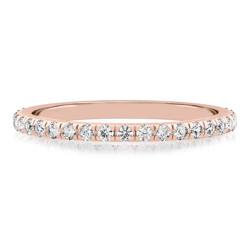 micro pave wedding band in rose gold