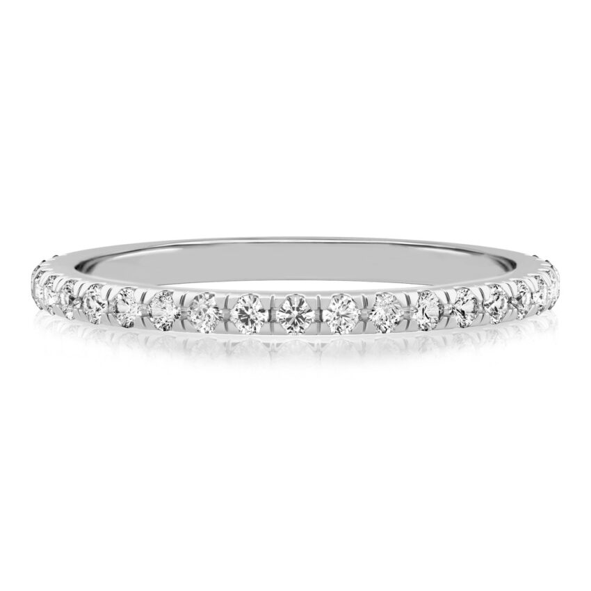 micro pave wedding band in white gold