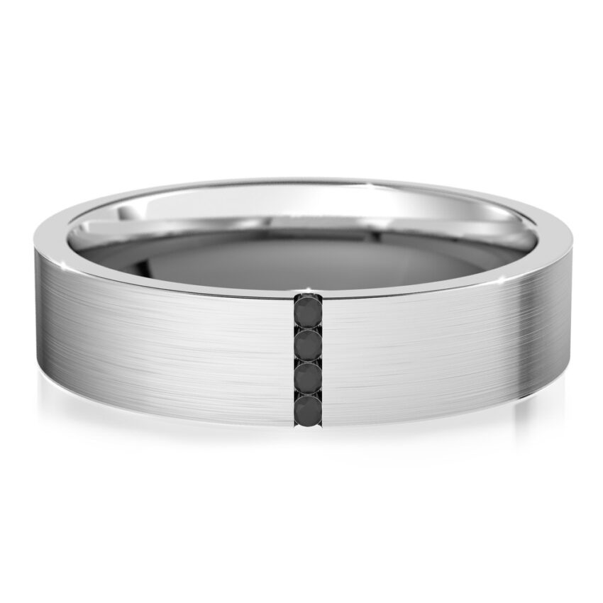 black diamond wedding band in platinum
