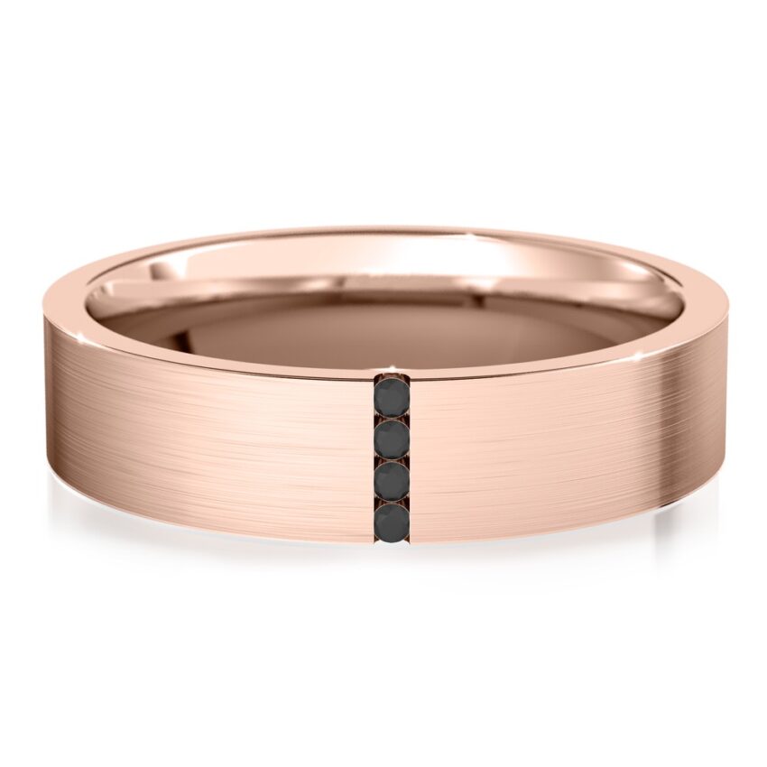 black diamond wedding band in rose gold
