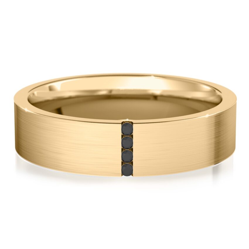 black diamond wedding band in yellow gold