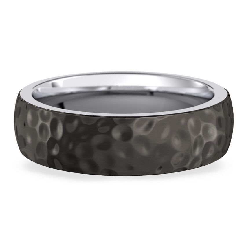 black wedding ring in platinum