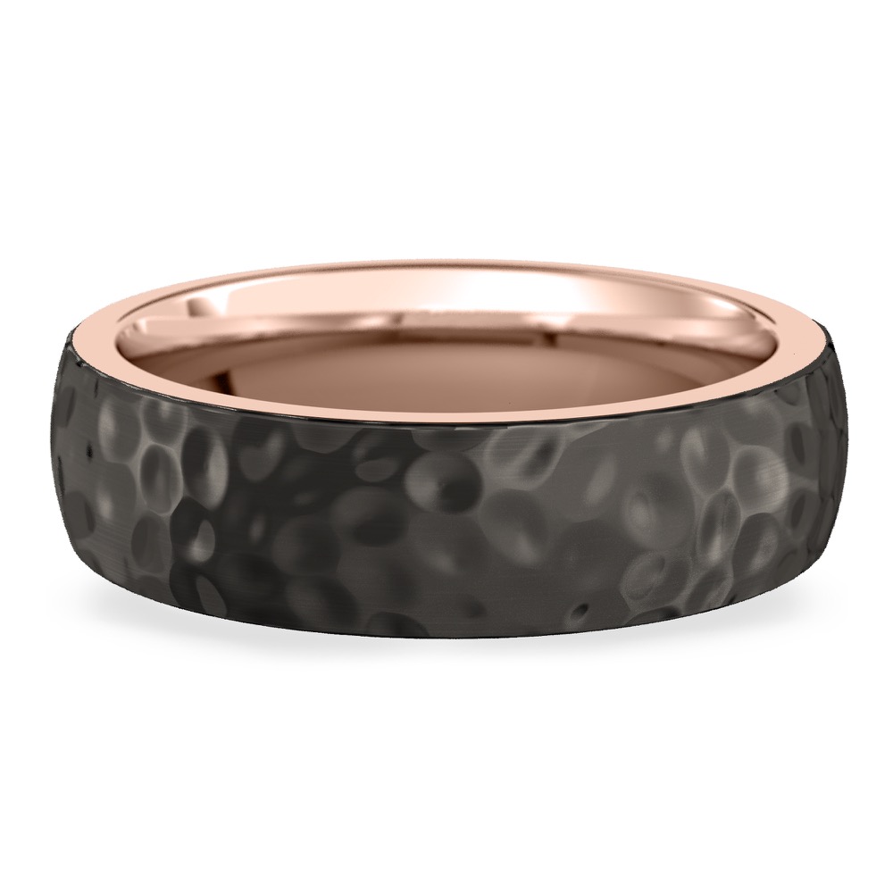 black wedding ring in rose gold