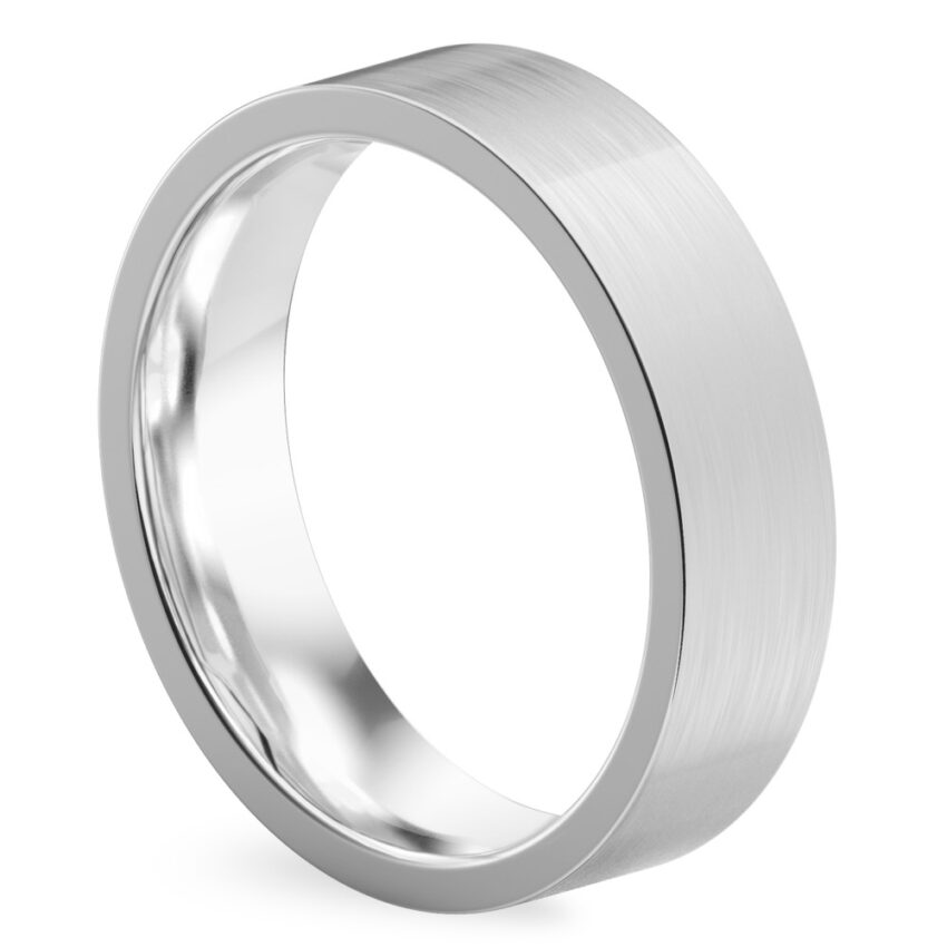 Angle view of flat matte band platinum