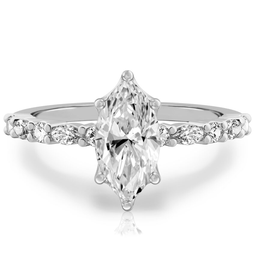marquise cut diamond marquise and round diamond ring palladium