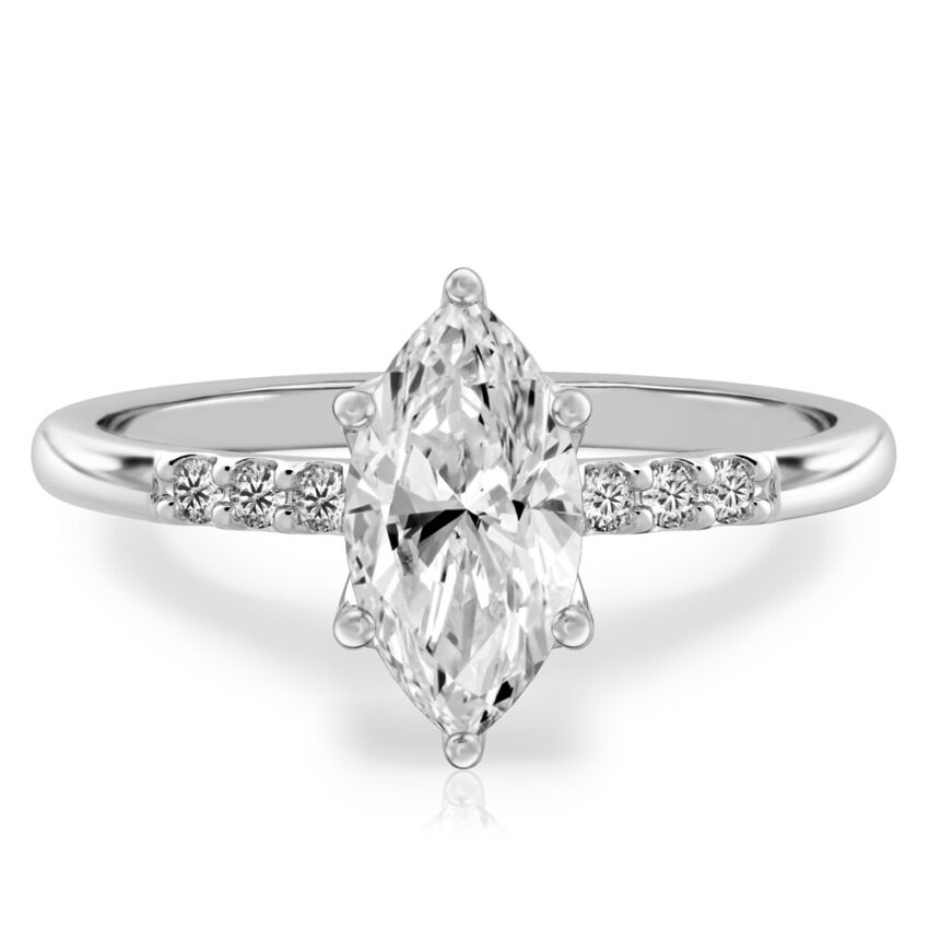 marquise cut diamond minimalist pave engagement ring in palladium