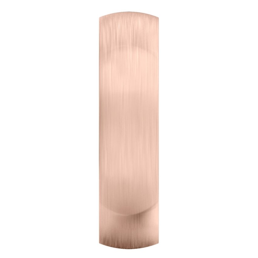 Side view of matte wedding band in rose gold
