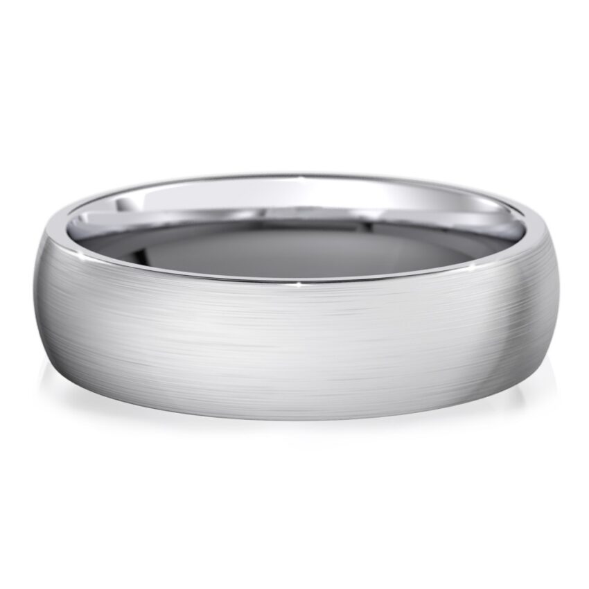 matte wedding band in white gold