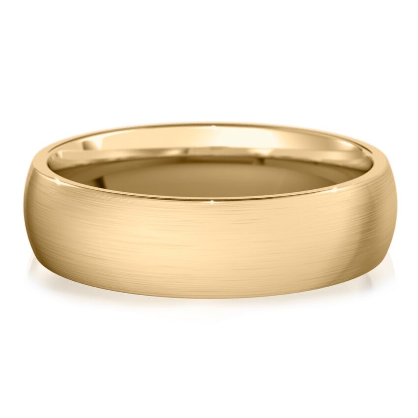 matte wedding band in yellow gold