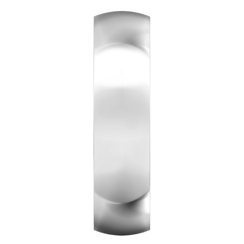 Side view of mens comfort fit wedding band in palladium