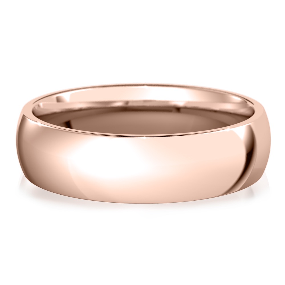 mens comfort fit wedding band in rose gold